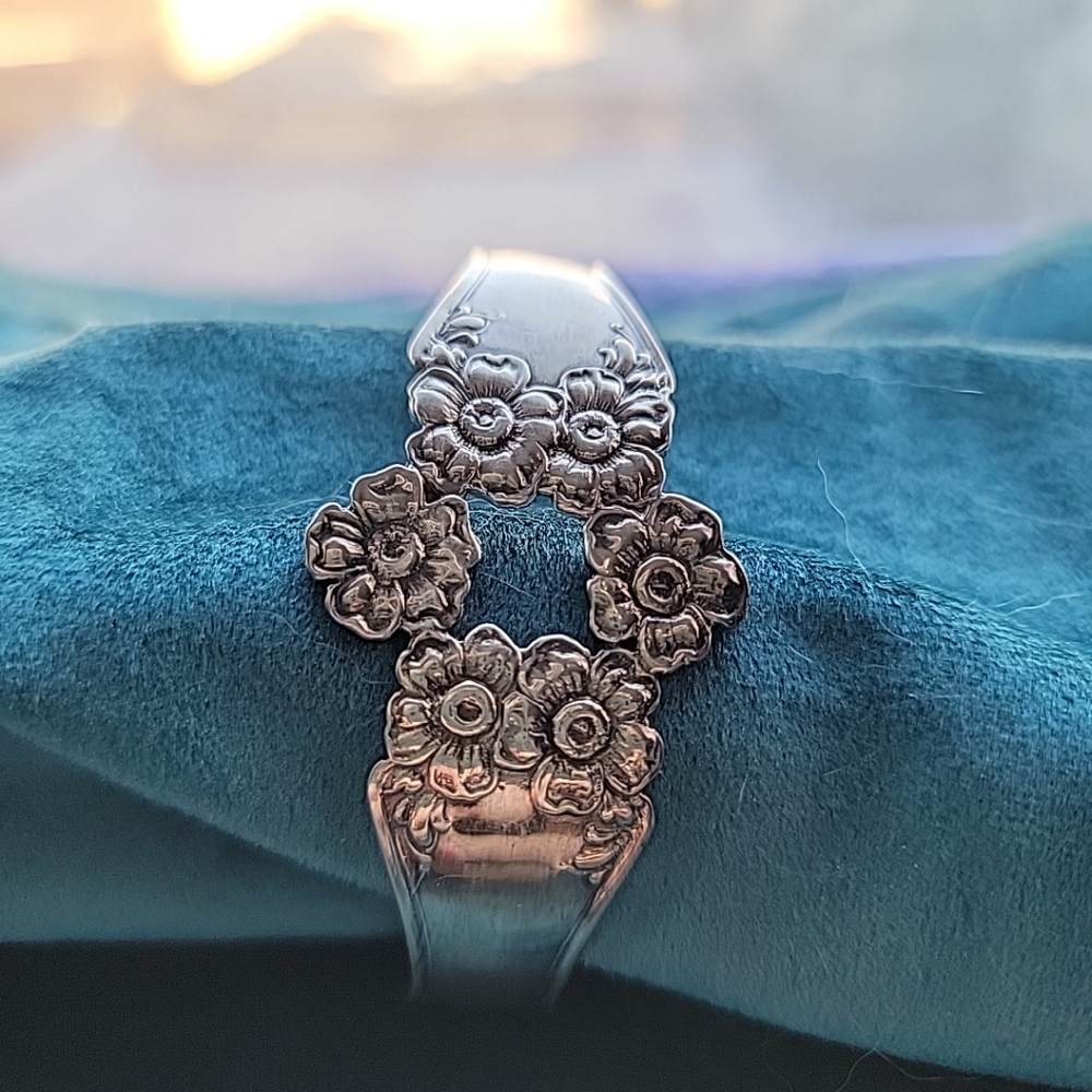 Silver Floral Bangle Bracelet